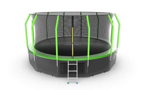 Батут EVO JUMP Cosmo 16ft+Lower net(зелёный) с внутренней сеткой и лестницей+нижняя сеть